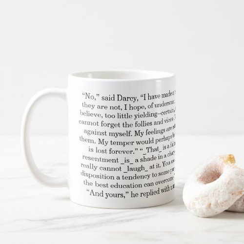 Custom Book Quote Black  White Pride  Prejudice Coffee Mug