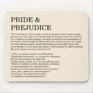 Custom Book Quote Jane Austen Simple Text Mouse Pad
