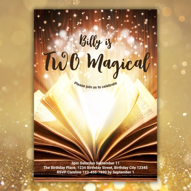 Custom Book Two Magical 2nd Birthday Invitation (Creator Uploaded)