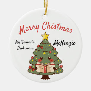 Custom Bookish Christmas Tree Ceramic Ornament