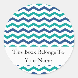 Custom Bookplates | Green Blue Chevron Stripes