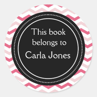 Custom Bookplates | Pink Chevron Stripes