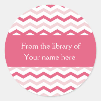 Custom Bookplates | Pink Chevron Stripes