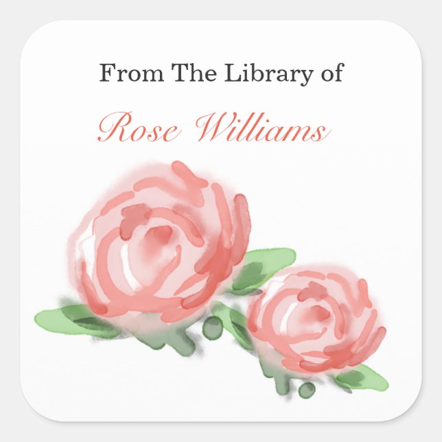 Custom Bookplates - Roses Watercolors (Front)