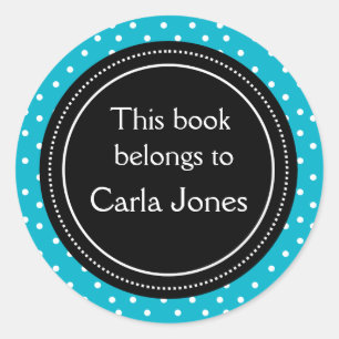 Custom Bookplates White Dots On Blue