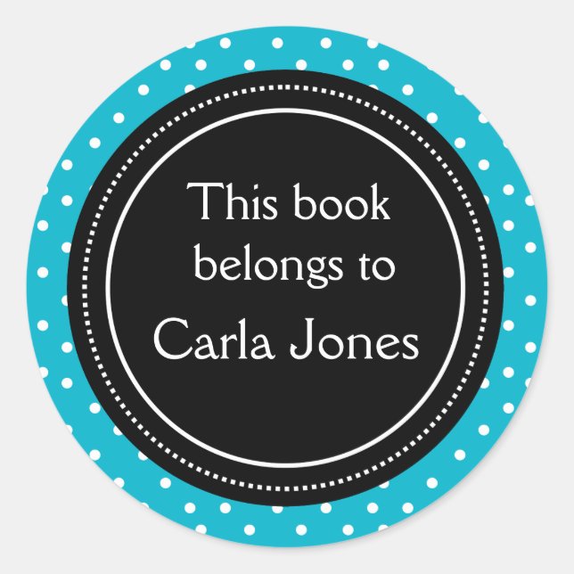 Custom Bookplates | White Dots On Blue (Front)