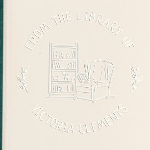 Custom Bookshelf Hand-drawn From the Library Of Embosser