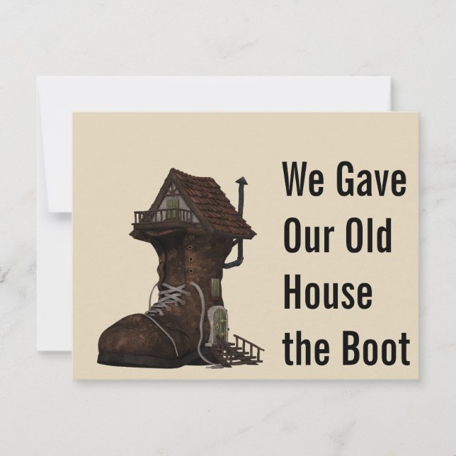 Custom Boot House Funny Moving Announcement (Front)