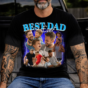 Custom Bootleg 90s Best Dad Ever photo Collage T-Shirt