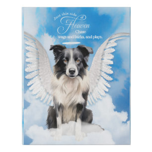 Custom Border Collie Dog Angel Pet Memorial Faux Canvas Print