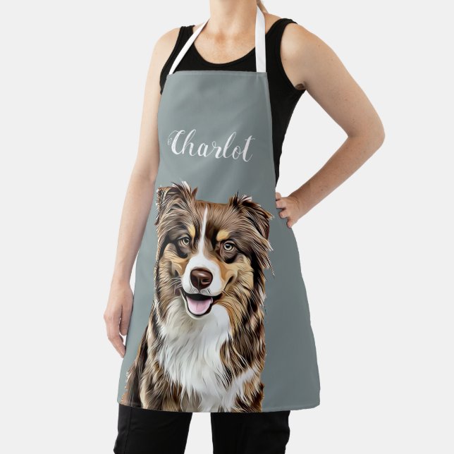 Custom Border Collie Dog Personalized Drawing Apron (Insitu)