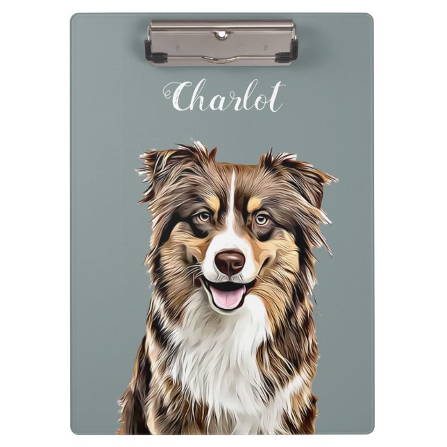 Custom Border Collie Dog Personalized Drawing Clipboard (Front)