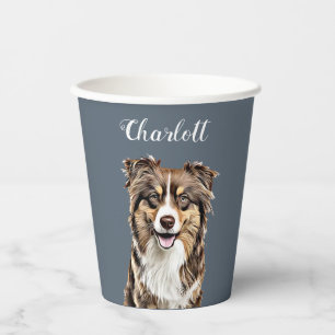 Custom Border Collie Dog Personalized Drawing Paper Cups