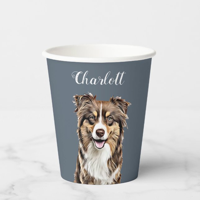 Custom Border Collie Dog Personalized Drawing Paper Cups (Front)