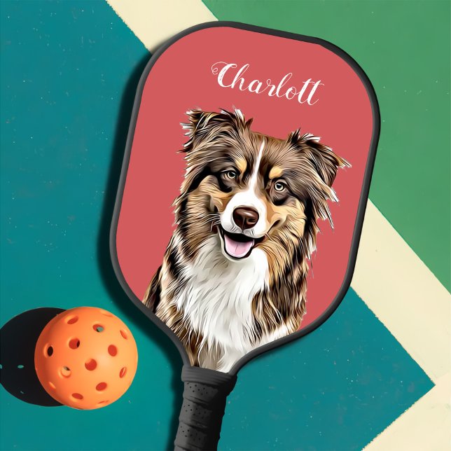 Custom Border Collie Dog Personalized Drawing Pickleball Paddle (Creator Uploaded)