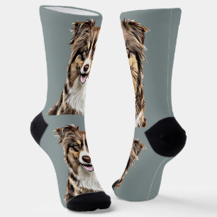 Custom Border Collie Dog Personalized Drawing Socks