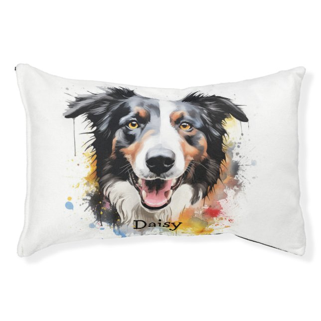 Custom Border Collie Dog Pet Animal Name Pet Bed (Front)