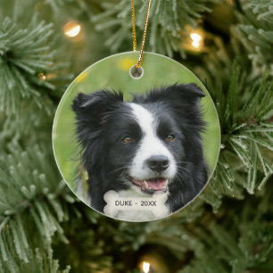 Custom Border Collie Dog Photo Ceramic Ornament