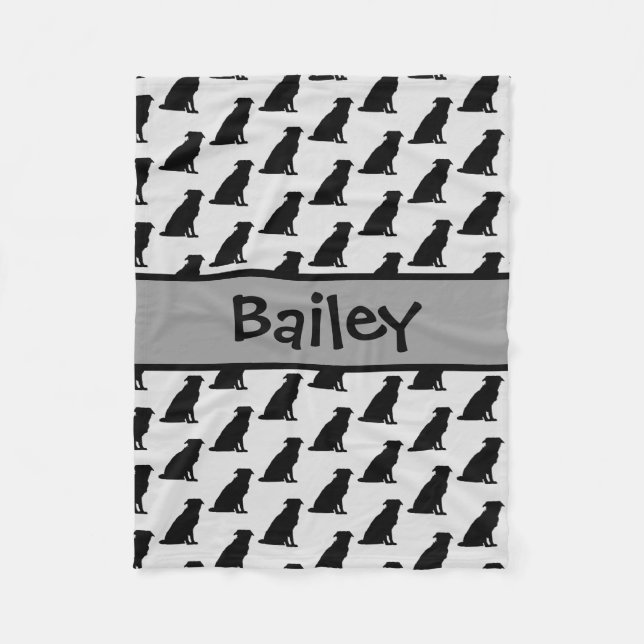 Custom Border Collie Dog Silhouette Fleece Blanket (Front)