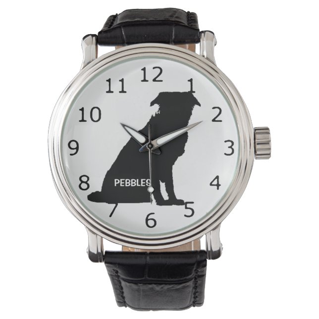 CUSTOM Border Collie Dog Silhouette Watch (Front)