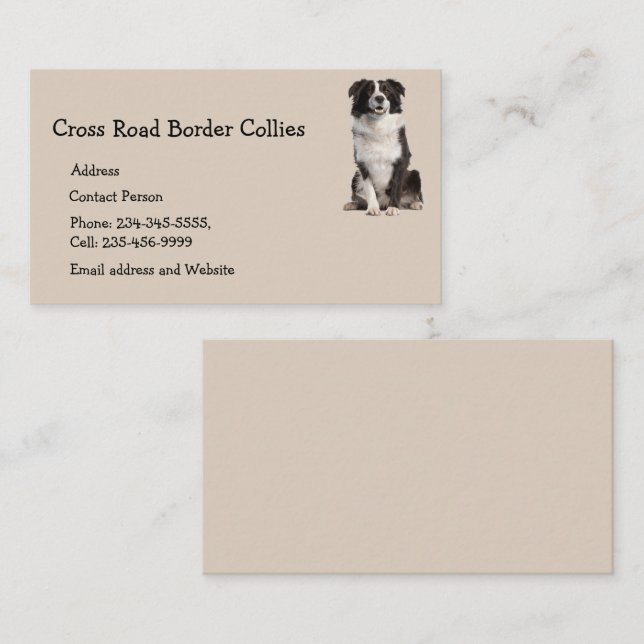 Custom Border Collies Dog Pet Animal Logo Business Card (Front/Back)
