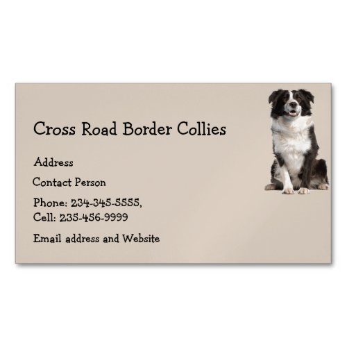 Custom Border Collies Dog Pet Animal Logo Business Card Magnet