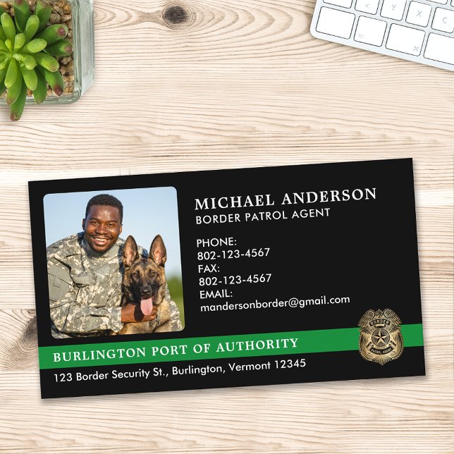 Custom Border Patrol Agent Military Photo Logo Business Card (Creator Uploaded)