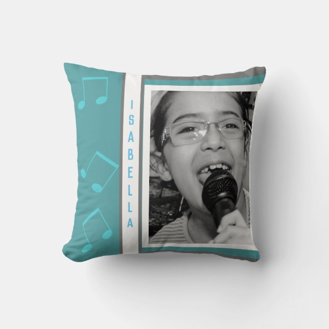 Custom Born To Sing Photo Karaoke Music Throw Pillow (Front)