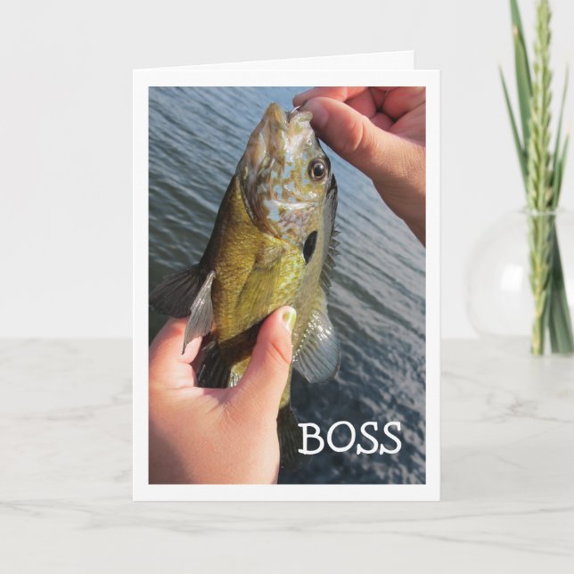 Custom Boss Fishing Humor Birthday Card (Front)