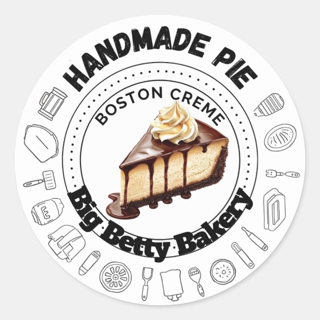 Custom Boston Cream Pie Labels | Personalized Bake (Front)
