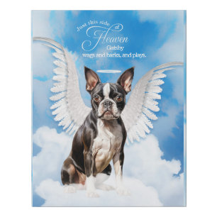 Custom Boston Terrier Dog Angel Pet Memorial Faux Canvas Print