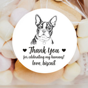 Custom Boston Terrier Dog Wedding Favor Stickers