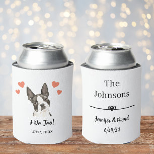 Custom Boston Terrier Pet Wedding Can Cooler