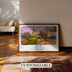 Custom Boston Wall Art, Massachusetts Poster