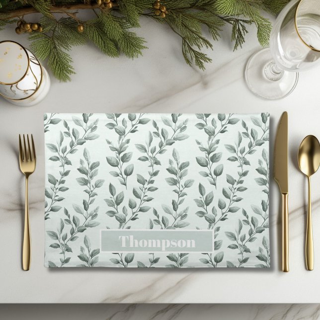 Custom Botanical Green Leaf Pattern Cloth Placemat (Creator Uploaded)