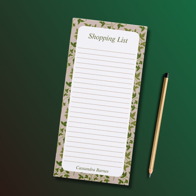 Custom Botanical Grocery Shopping List Magnetic Notepad (Creator Uploaded)
