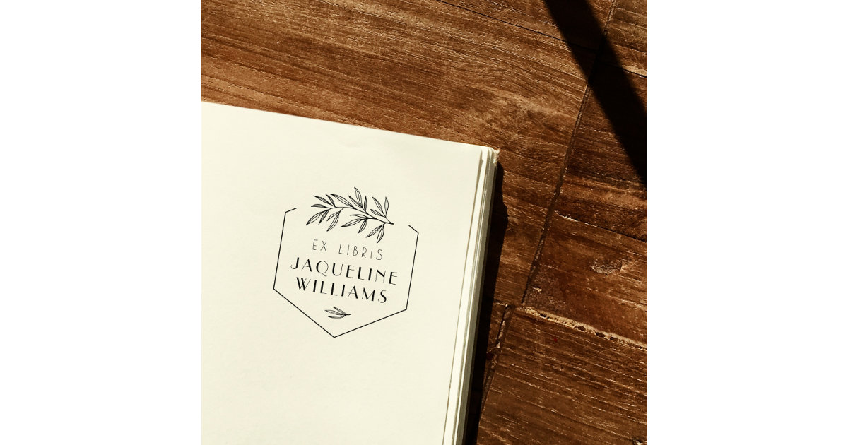 Botanical Custom Book Stamp Personalizable Family Library 