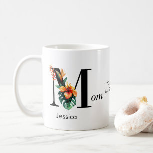 Custom Botanical Monogram Mom Coffee Mug