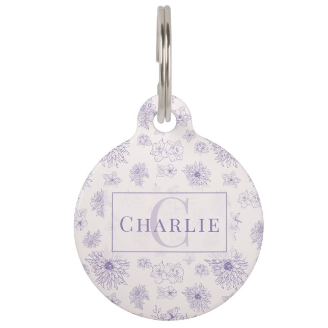 Custom Botanical Monogram | Personalized Pet ID Tag (Front)