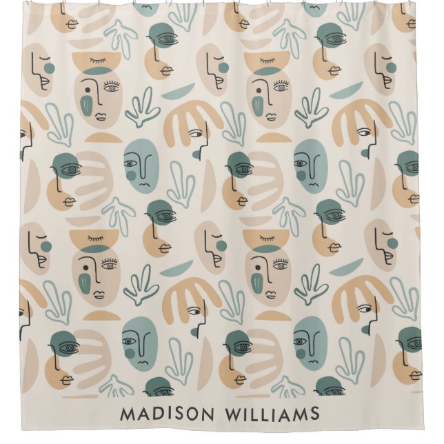 Custom Botanical Motifs with Personalized Name Shower Curtain (Front)