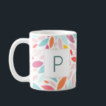 Custom Botanical Personalized Gift  Coffee Mug<br><div class="desc">A gorgeous,  vibrant pastel personalized tea or coffee mug with a botanical leaf mosaic in shades of orange,  yellow,  teal and pink. Makes a wonderful gift for birthdays,  mother's day,  housewarmings and more.</div>