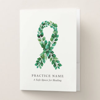 Custom Botanical Sage Green Mental Health Practice Pocket Folder