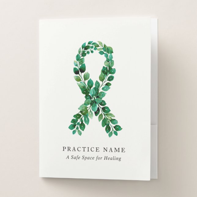 Custom Botanical Sage Green Mental Health Practice Pocket Folder (Front)