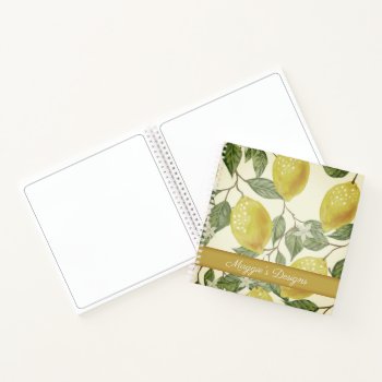Custom Botanical Vintage Yellow Lemons Art Design Notebook by ALittleSticky at Zazzle