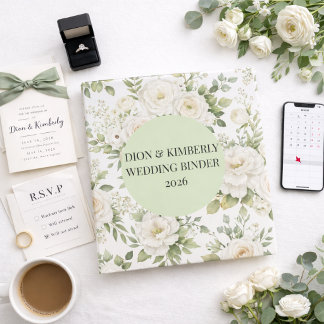Custom Botanical Wedding Binder Green Cream