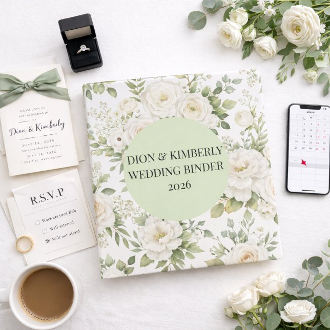 Custom Botanical Wedding Binder Green Cream (Creator Uploaded)