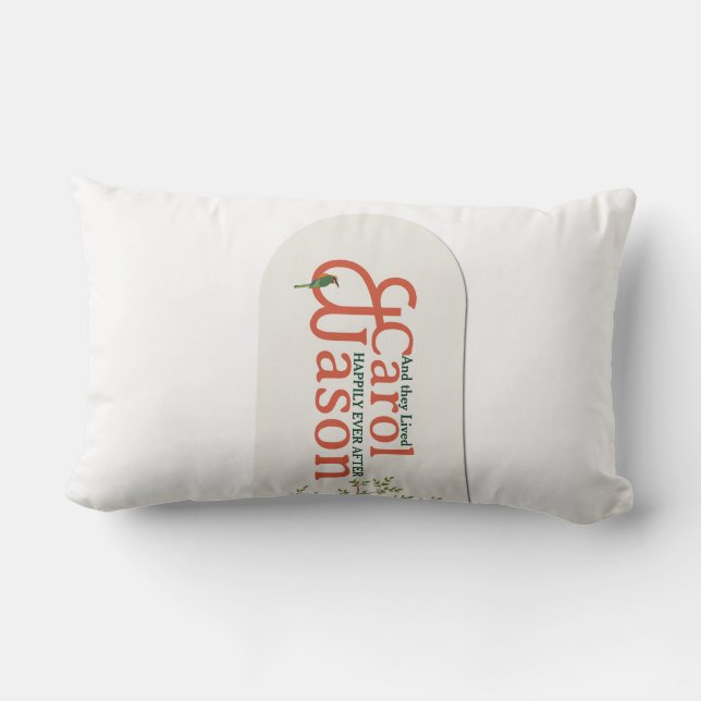 Custom Botanical Wedding Lumbar Pillow (Back)