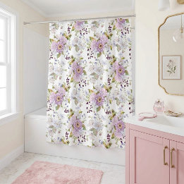 Custom Botanical Wildflower Floral Pattern Shower Curtain