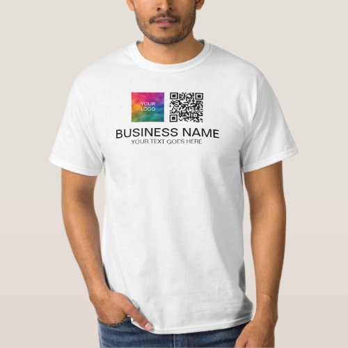 Custom Both Side Printed Mens QR Code Logo Work T_Shirt