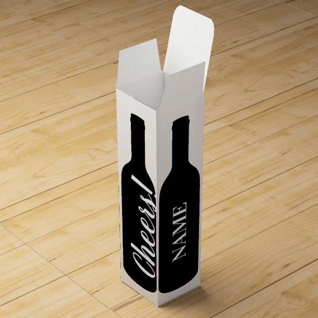 Custom bottle silhouette Holiday party favor gift Wine Box (Opened)